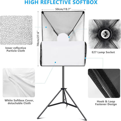 MSKIRA Softbox Lighting Kit 85W Bi-Color LED Dimmable Soft Box Light Stand Photography Continuous Light Studio Softboxes for Portraits, YouTube, Product Fashion Shooting