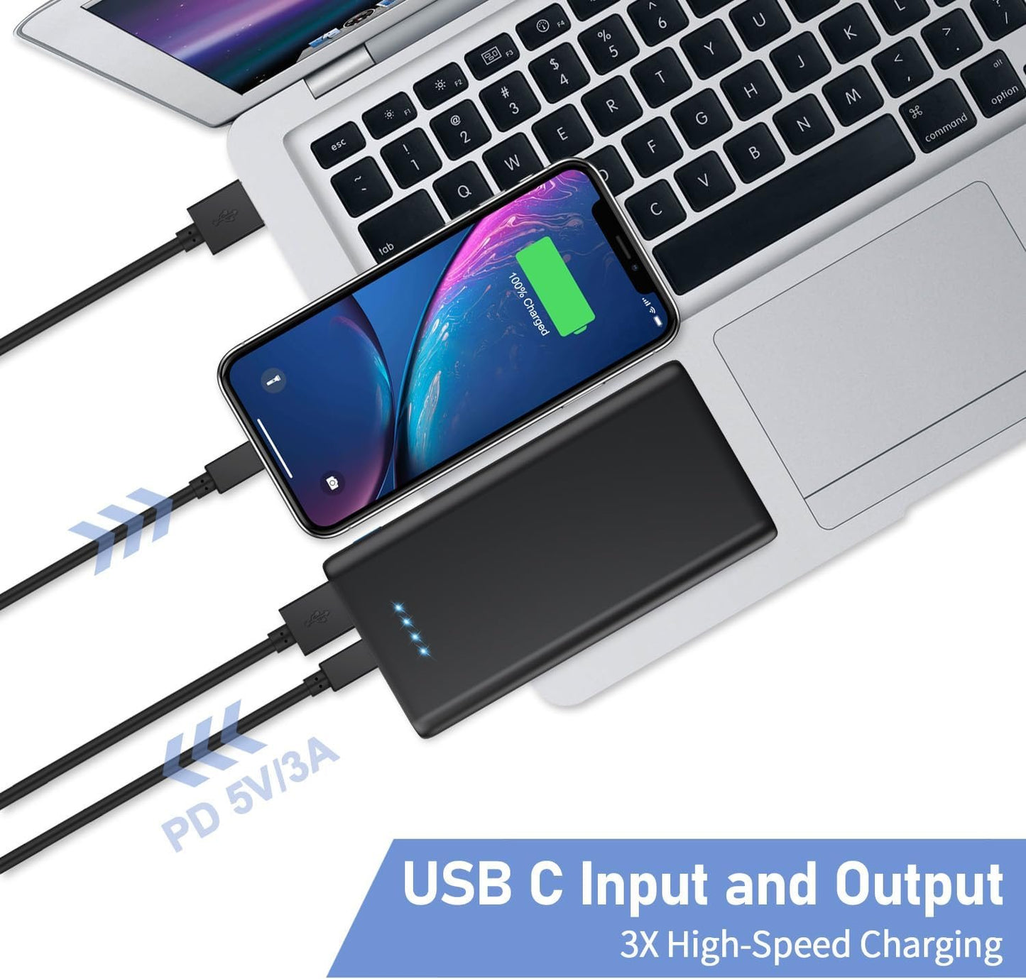 Portable Charger Power Bank 25,800mAh, 5V/3A USB C in&Out Fast Phone Charging with Intelligent Smart IC,3 USB Port External Cell Phone Battery Pack Compatible with iPhone 16 15 14,Galaxy,Android etc