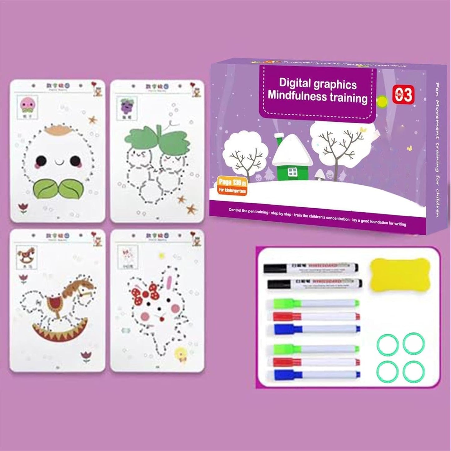Kids Handwriting Practice Workbook, Toddler Reusable Handwriting Workbook, Educational Handwriting Workbook Learning Toy, Preschool Learning Letter Tracing Books