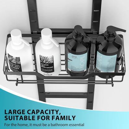 Moforoco Over The Door Shower Caddy, Hanging Shower Organizer Storage, 3-Tier Black Over The Door Pantry Organizer for Inside Shower, Home & Kitchen Organization