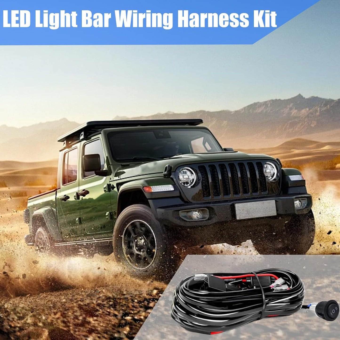 Light Wiring Kit, Harness Relay Fuse Durabled Lead Wire, Fog Light Electrical Gear for Easy Installation, Compatible with Work Lights Vehicle Lighting Accessories