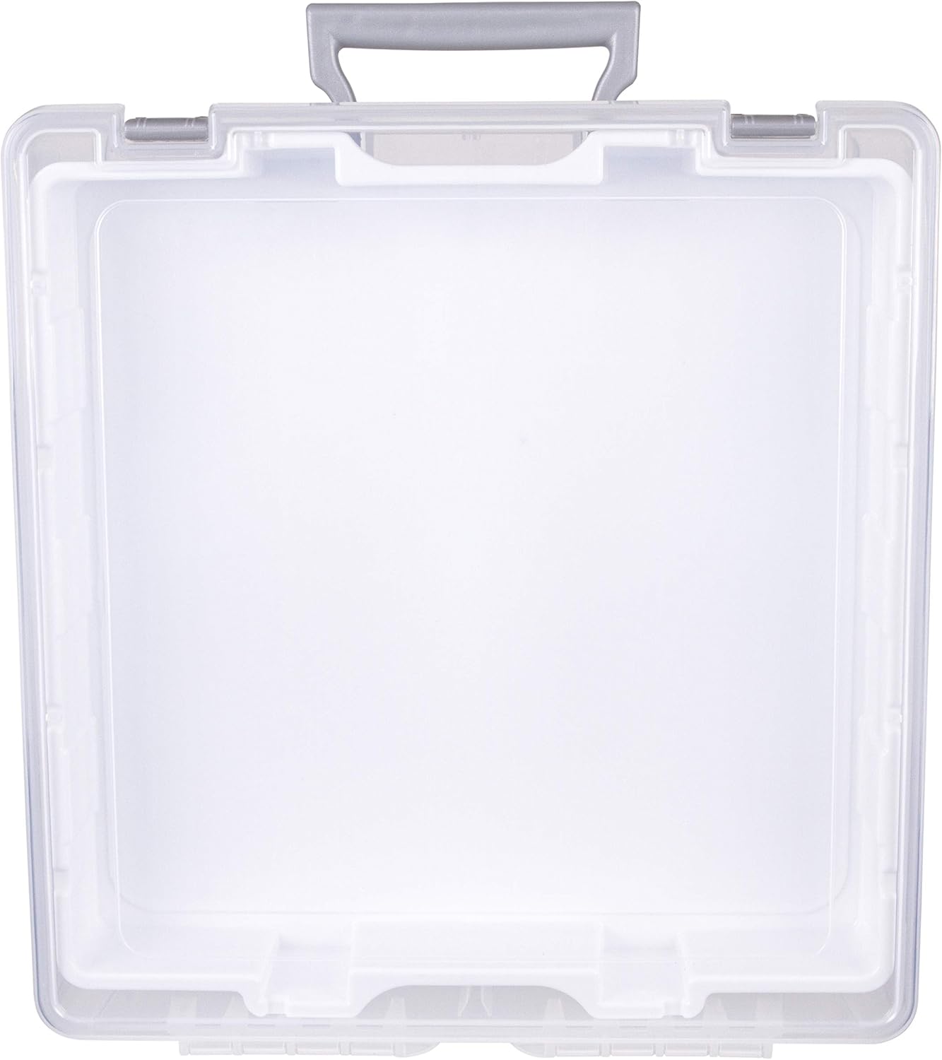 AB Designs 6899ABD Super Satchel Double Deep with Lift-Out Tray and Removable Dividers, Stackable Home Storage Organization Container, Clear with Sliver Latches and Handle