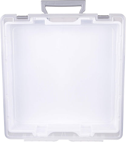 AB Designs 6899ABD Super Satchel Double Deep with Lift-Out Tray and Removable Dividers, Stackable Home Storage Organization Container, Clear with Sliver Latches and Handle