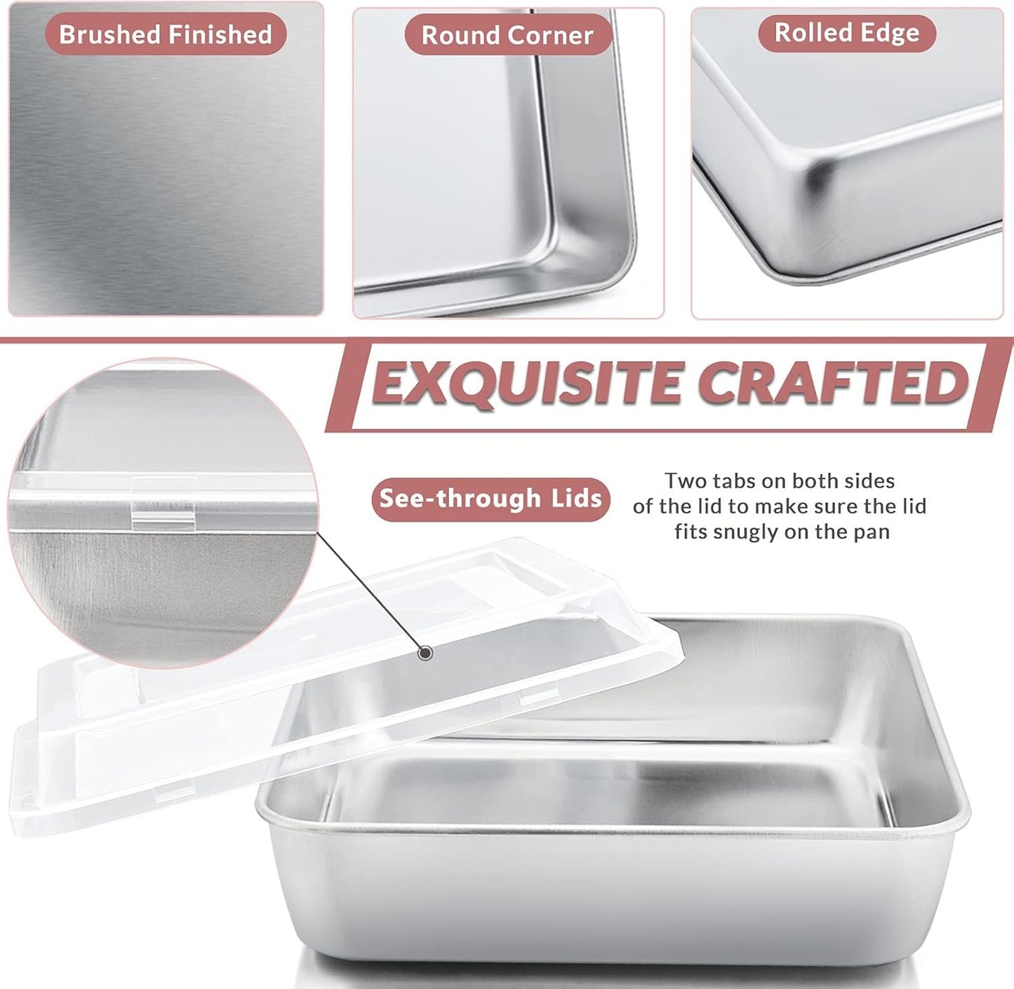 E-far 9-Inch Square Cake Pan with Lid