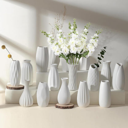 Rzoukler White Delphinium Artificial Flower 6PCS Larkspur Silk Delphinium Flowers 29.52" Long Stem Fake Flower for Tall Vase Wedding Floral Arrangements Home Table Decor(White)