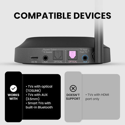 Avantree HT5009 Plus – Wireless TV Headphones for Watching with Transmitter & Charging Dock, Pass-Through, Bluetooth 5.3, Clear Voice Mode for Seniors, 50hr Playtime