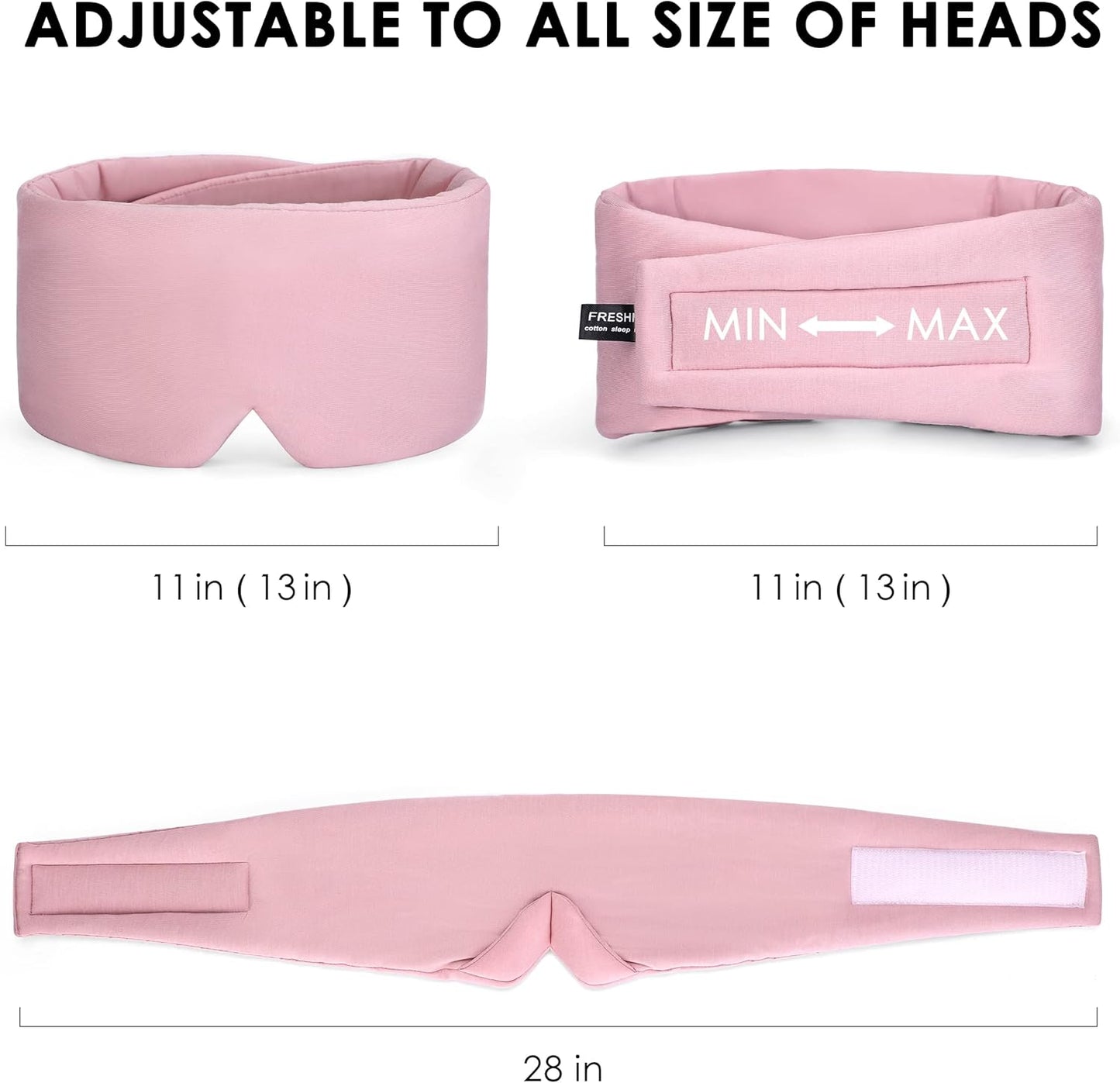 FRESHME Light Blocking Sleep Mask, Handmade Eye Shade Cover, Soft and Breathable Sleep Blindfold for Travel Flight Sleeping, Pink