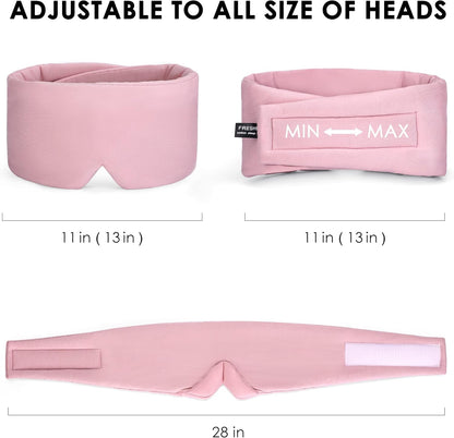 FRESHME Light Blocking Sleep Mask, Handmade Eye Shade Cover, Soft and Breathable Sleep Blindfold for Travel Flight Sleeping, Pink