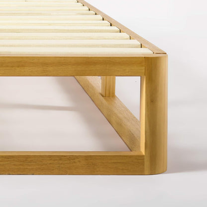 Zinus Industrial Pine Wood Double Bed Frame | Low Bed Base Mattress Foundation - Natural 20cm / Mattress Foundation/Bedroom Furniture, (AU-WDBF-8D)