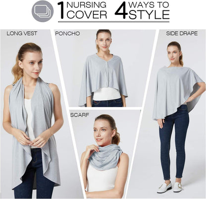 Nursing Cover & Baby Nursing Poncho,Multi Use Breastfeeding Cover for CarSeat Canopy, High Seat Cover, Stroller Cover, Shopping Cart Cover,Nursing Scarf for Boy and Girl by Kefee Kol (Grey)