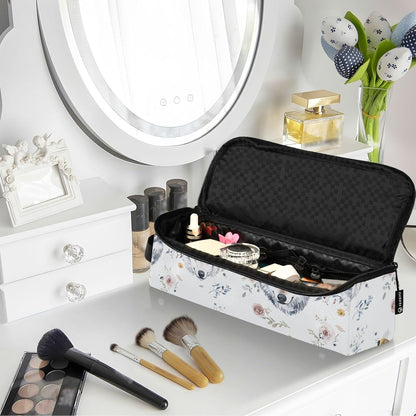 Borsa da viaggio estetica con lupi carini per capelli da donna con cuscinetto resistente al calore Strumenti di riscaldamento Borsa da viaggio Organizer per utensili caldi e accessori per la cura dei