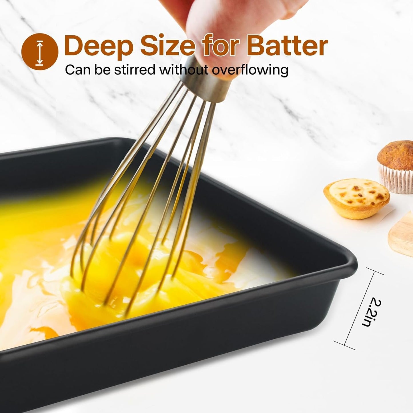 Barlket Black Deep Baking Pans Set Nonstick 9/11/13 Inch Rectangle Cake Pan Heavy Duty Thickness Bakeware for Toaster Oven, Thanksgiving Christmas Roast Turkey, 3-Pack