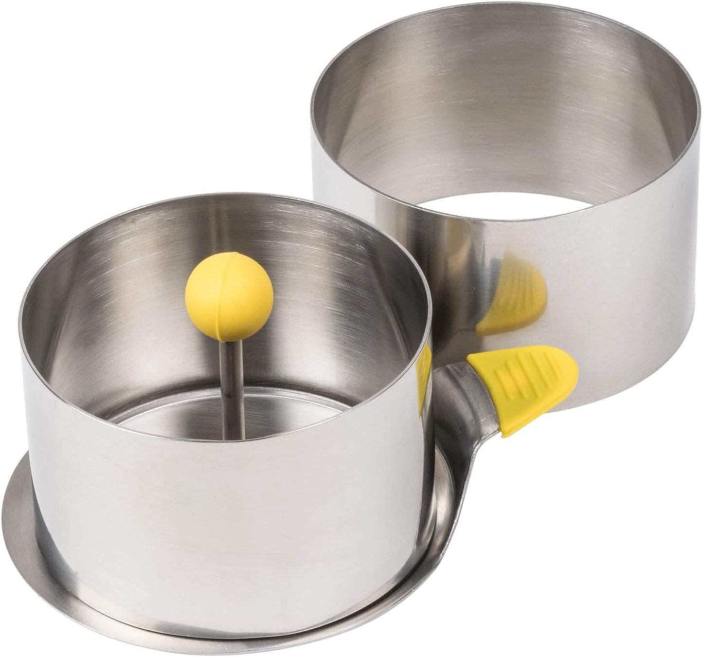 Ateco Round Food Molding Set, 3.5 by 2.1-Inches High, 4-Piece Set Includes 2 Rings, Fitted Press & Transfer Plate