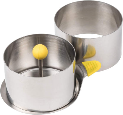 Ateco Round Food Molding Set, 3.5 by 2.1-Inches High, 4-Piece Set Includes 2 Rings, Fitted Press & Transfer Plate