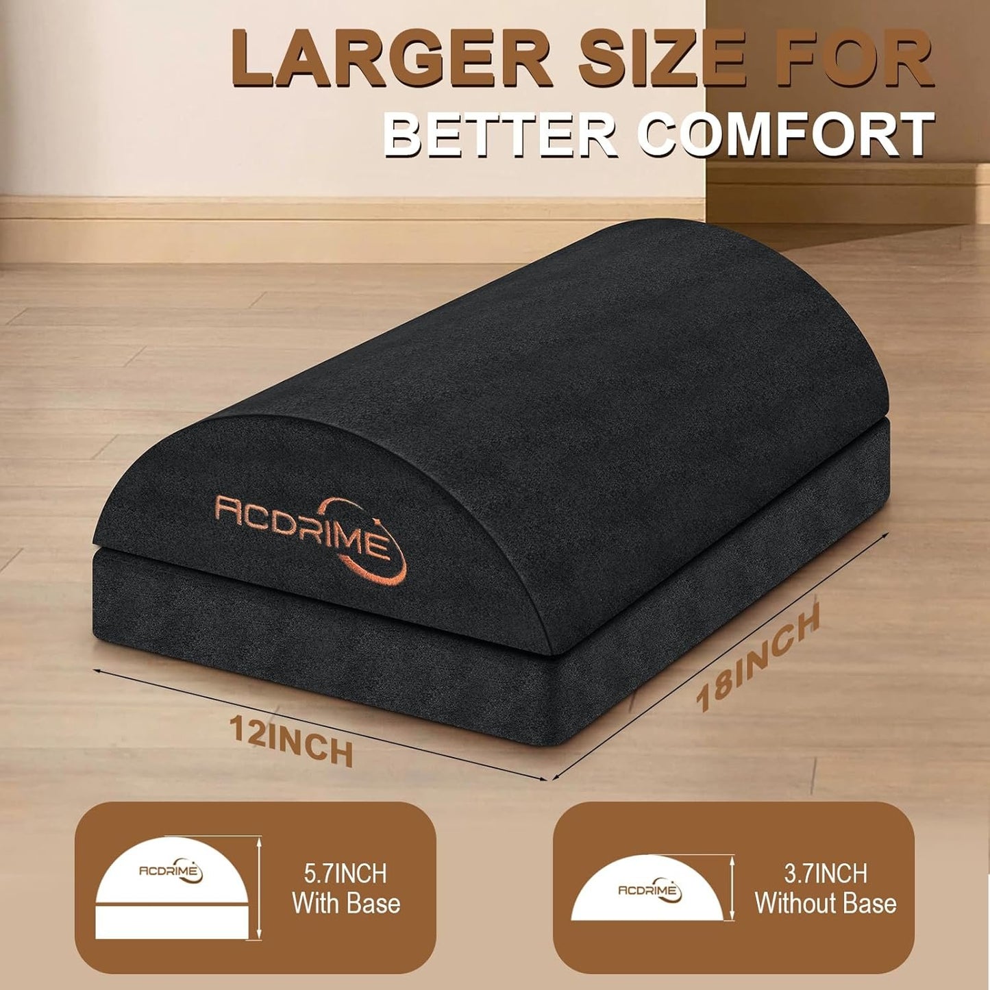 ACDRIME Foot Rest for Under Desk at Work, Under Desks Footrest, Ergonomic 2 Adjustable Heights Footrest, Office Desk Accessories, for Office Desks & Offices Chair - Back & Leg Hip Pain Relief