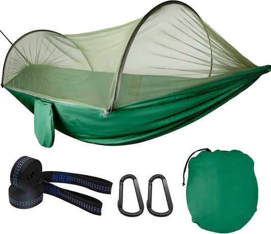 Stnopw Camping Hammock with Mosquito Net,Durable Hammock 440 lb Capacity,Lightweight & Portable Hammock with Tree Straps,Camping Gear for Outdoor Hiking Camping Beach Backpack Travel Outside
