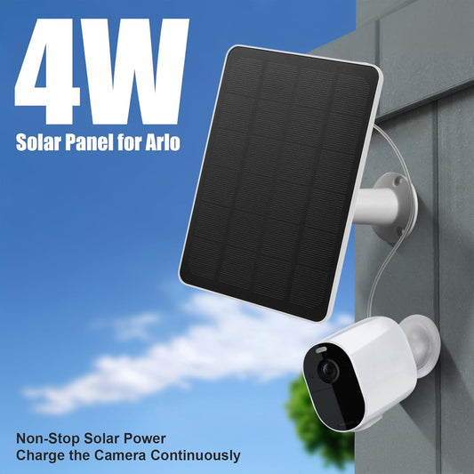 AZURAOKEY Solar Panel Charger Compatible with Arlo Essential Spotlight/XL Spotlight, 4W/6W Arlo Essential Solar Panel Charger, Waterproof with 9.8ft Micro USB Cable & Wall Mount