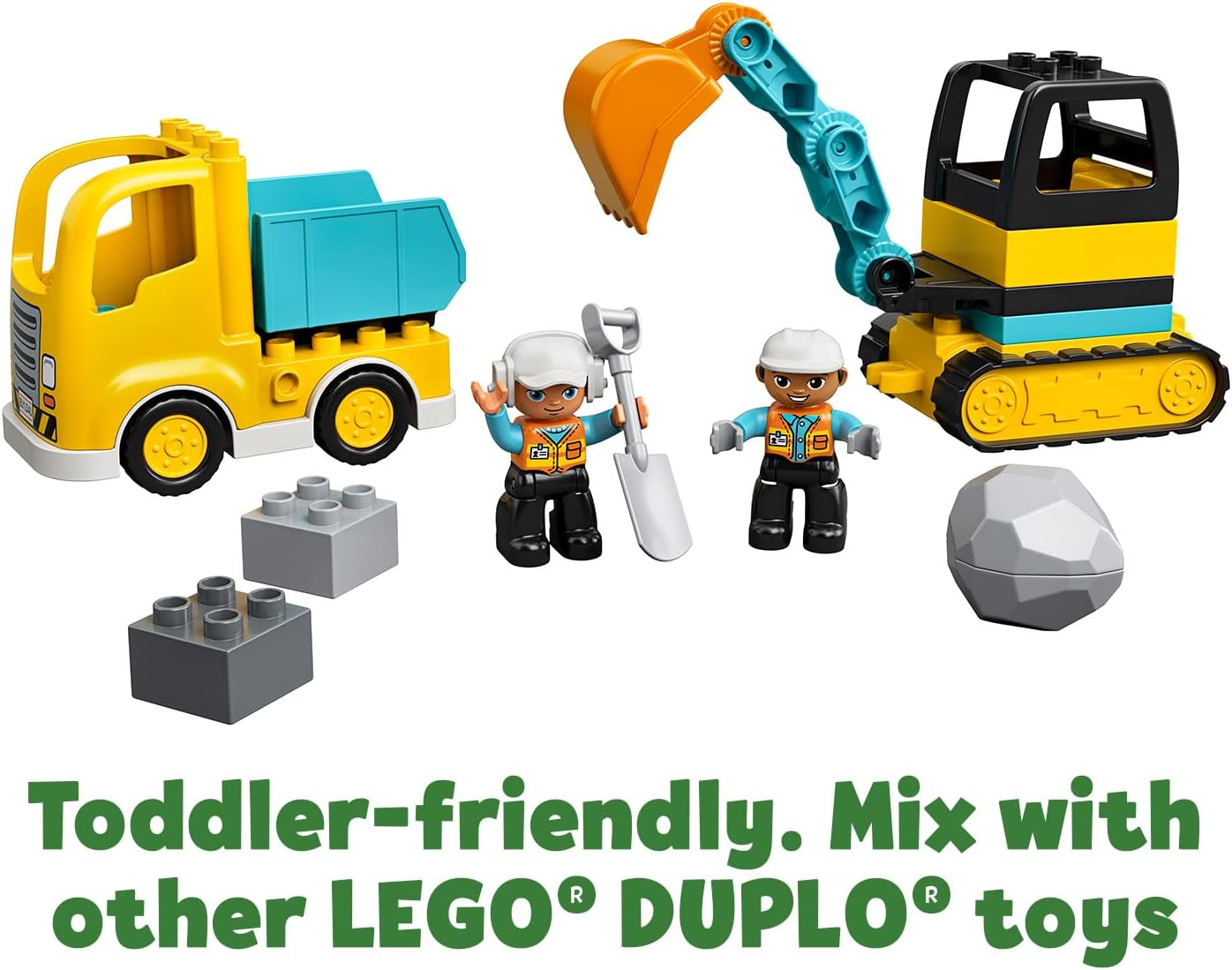 LEGO DUPLO Construction Truck and Tracked Excavator, Buildable Kids Toy for 2+ Year Old; Digger Toy and Tipper Truck Learning Set for Toddlers Who Like Construction Sites and Creative Play 10931