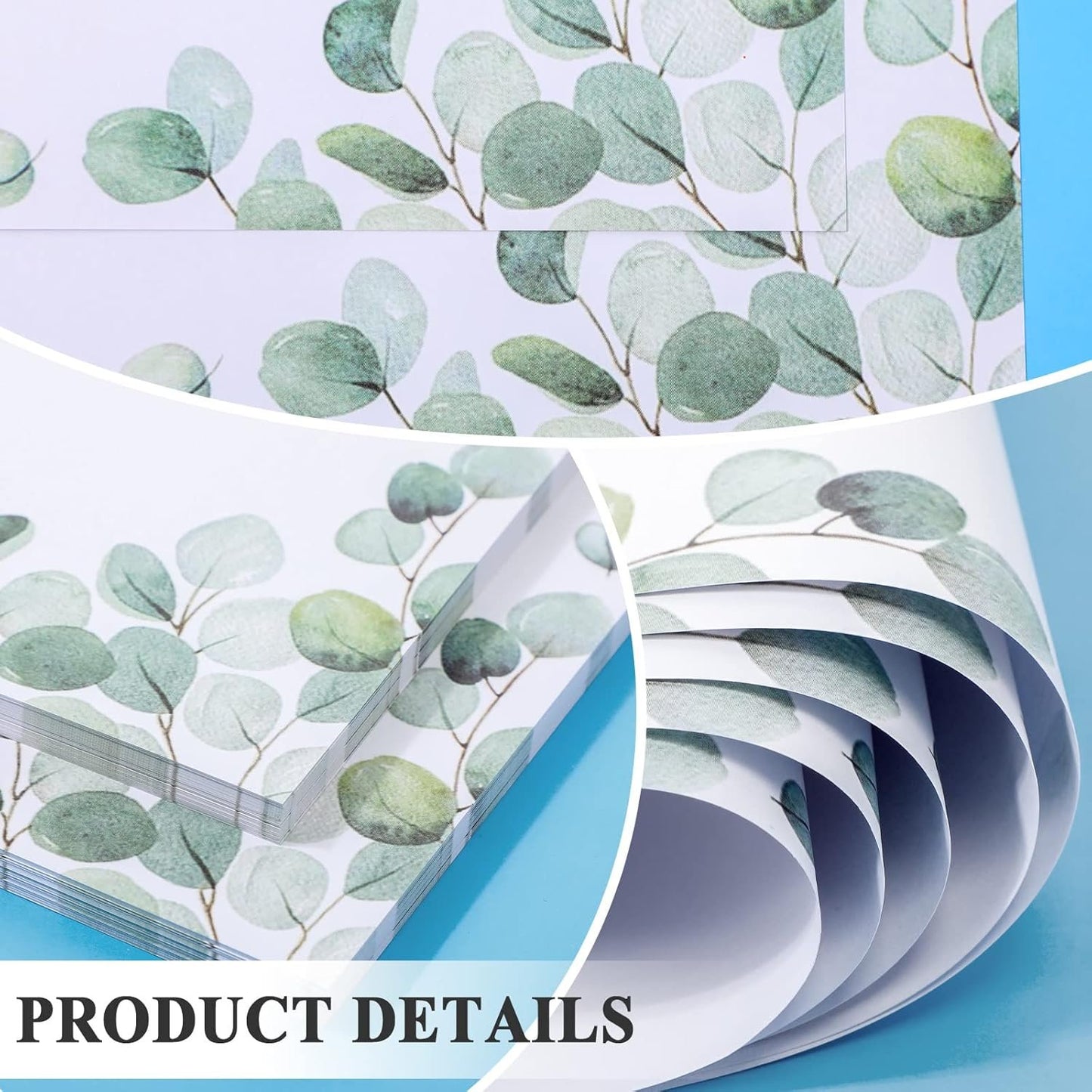 Roowest 150 Sheets Decorative Printer Paper Leaf Greenery Stationery Paper Decorative Printer Paper 8.5 x 11 Inch with Design Elegant Writing Paper for School Writing Home Office Supplies