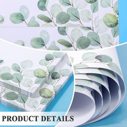 Roowest 150 Sheets Decorative Printer Paper Leaf Greenery Stationery Paper Decorative Printer Paper 8.5 x 11 Inch with Design Elegant Writing Paper for School Writing Home Office Supplies