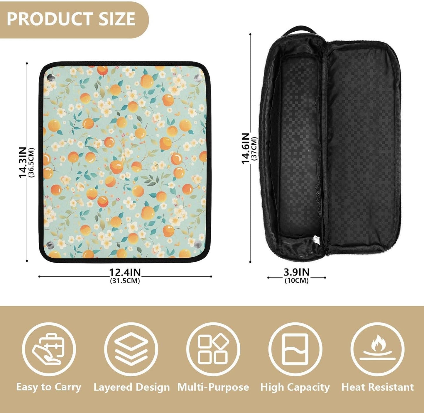Borsa da viaggio per utensili da donna con tappetino rimovibile resistente al calore, borsa da viaggio organizer per utensili caldi e accessori per la cura dei capelli, essenziali da viaggio per donne