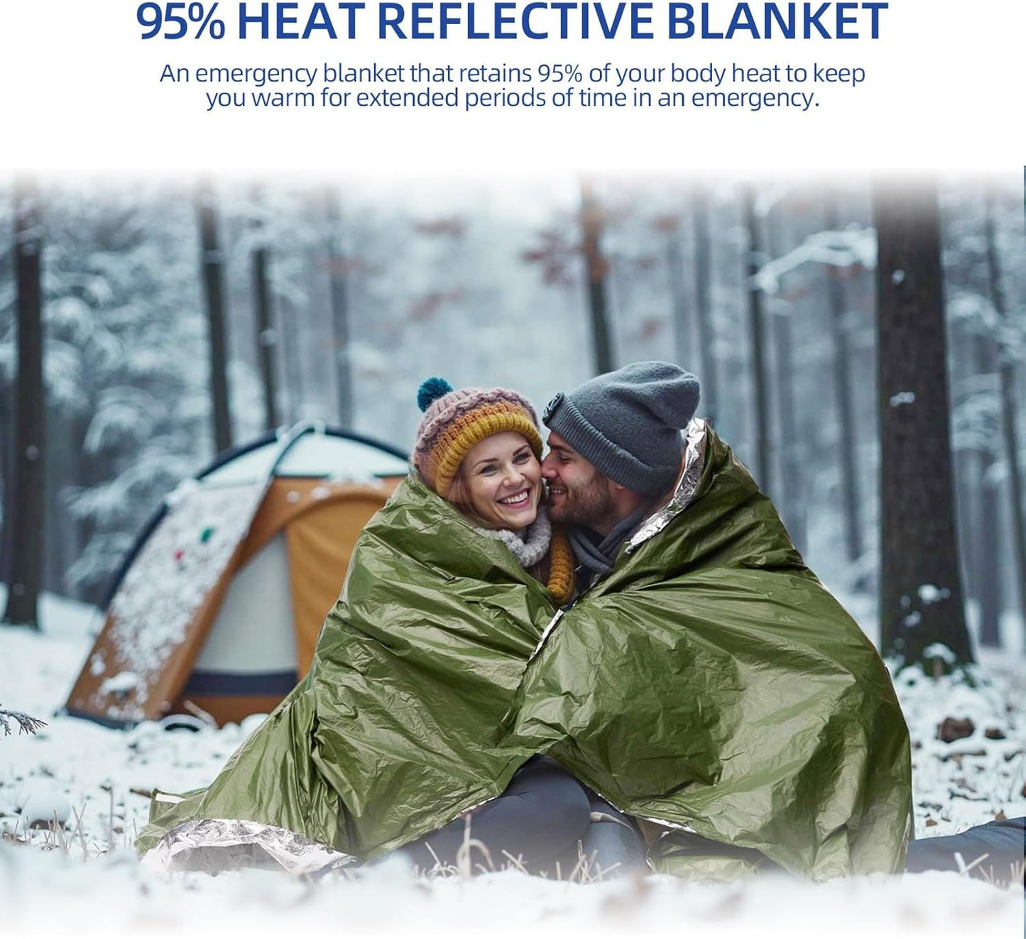 ISLOYALS Emergency Blanket, Heavy Duty Survival Blanket, 3-Layer 95% Heat Reflective Emergency Blanket, Waterproof, Windproof, Tear-Resistant, Infrared Blocked Blankets for Rescue Camping Hiking