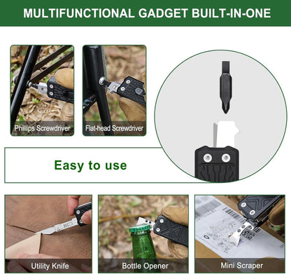 NexTool Pocket Tool E1, Pocket Knife Multi-Tool with Replaceable Folding Utility Knife, Dual Head Screwdriver and Scissors, Mini Multitool for EDC Carry, Engraving, Cutting and Repair, Small Multitool