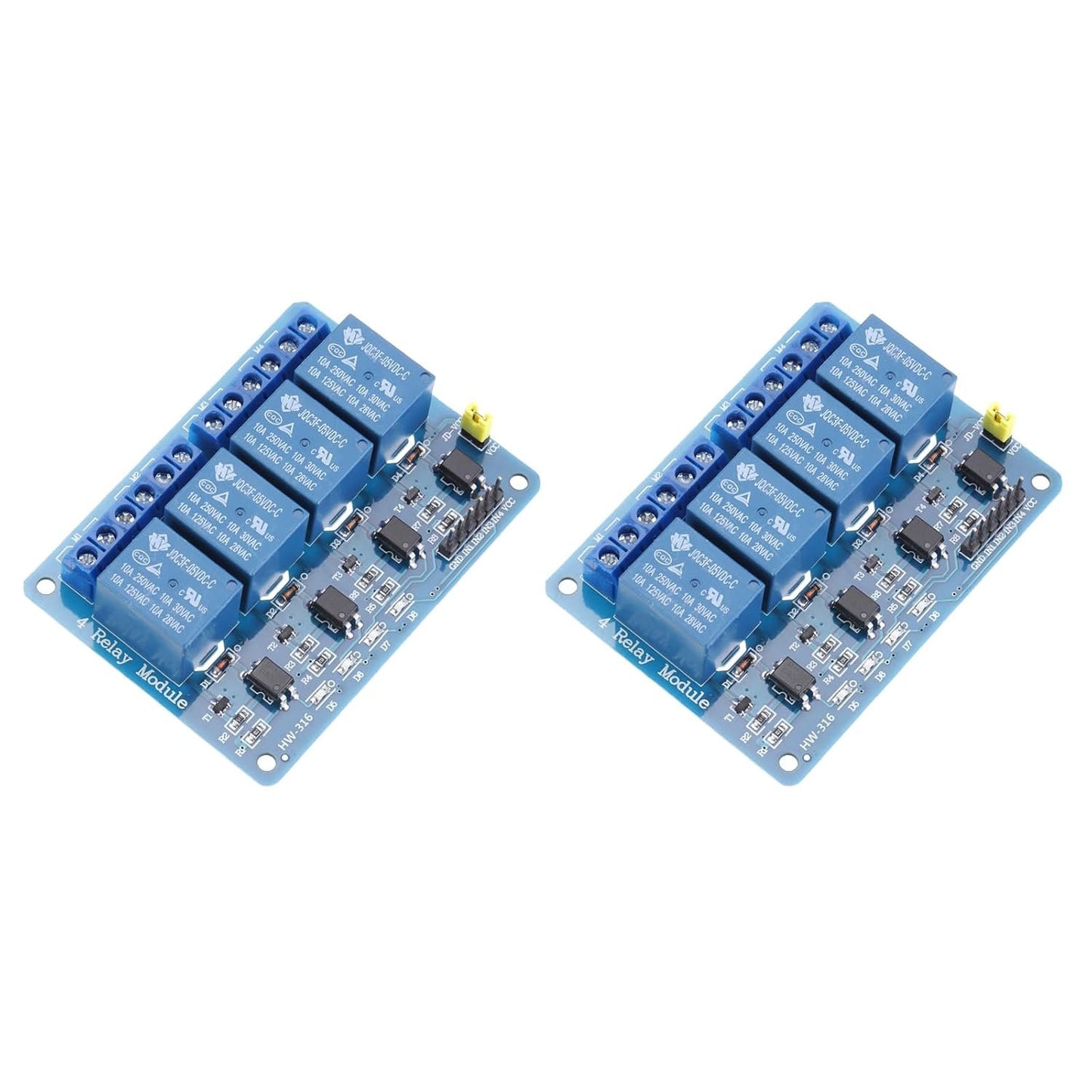 MECCANIXITY 2 Pcs DC 5V 4 Channel Relay Module Low Level Trigger for Electronics Industrial Home Automation