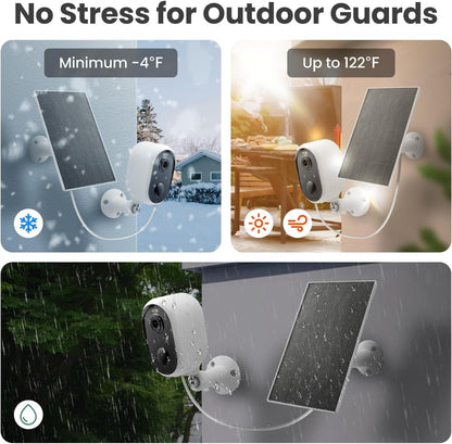 Solar Security Camera Outdoor Wireless, 2K Color Night Vision, Battery Powered PIR Motion Detection,2.4GHz WiFi Cameras for Home Surveillance, Light and Sound Alarm, 2-Way Audio