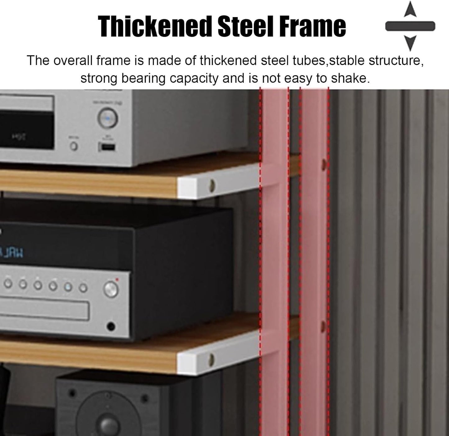 C-Shaped 2-Tier Media Storage Cart with Side Table for Office Home Studio Rolling Organizer Holder for Streaming Devices Space Saving Rack (45cm High)