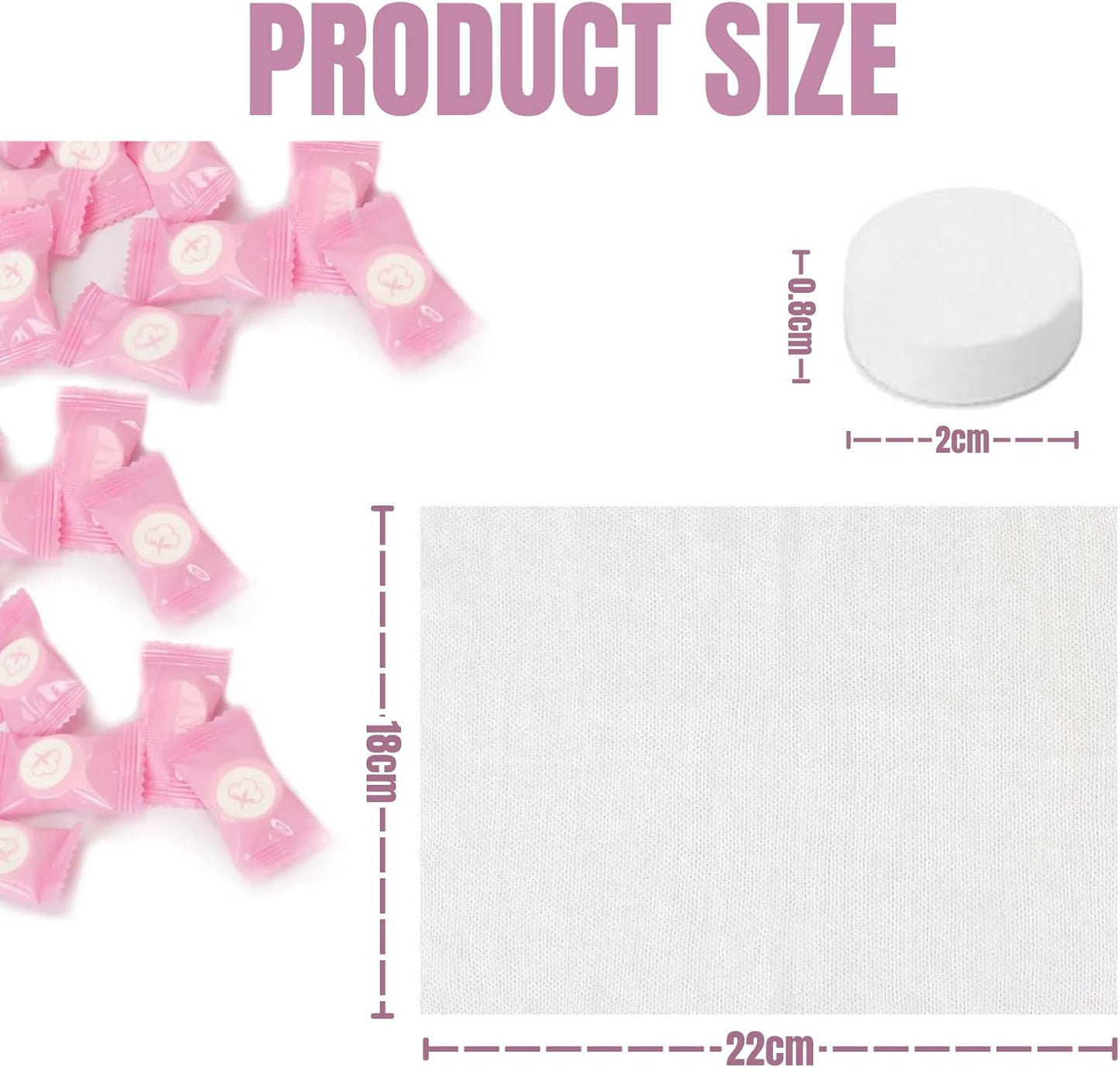Compressed Towel 100 PCS Mini Tablets, JOMWEN Disposable Portable Cotton Face Towel, Soft Facial Washcloth for Travel, Camping, Hiking, Sport, and Other Outdoor Activities Pink
