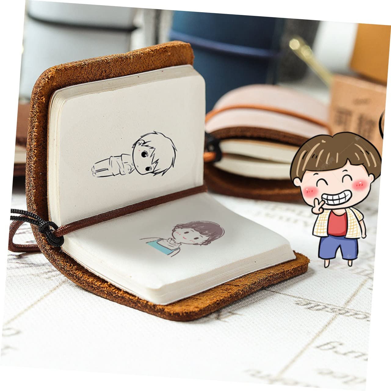 Uonlytech Mini Notebook for Students and Office Workers Practical Portable Stationery for Daily Use School Supplies for Writing Notes and Recording Plans Brown Cowhide Cover