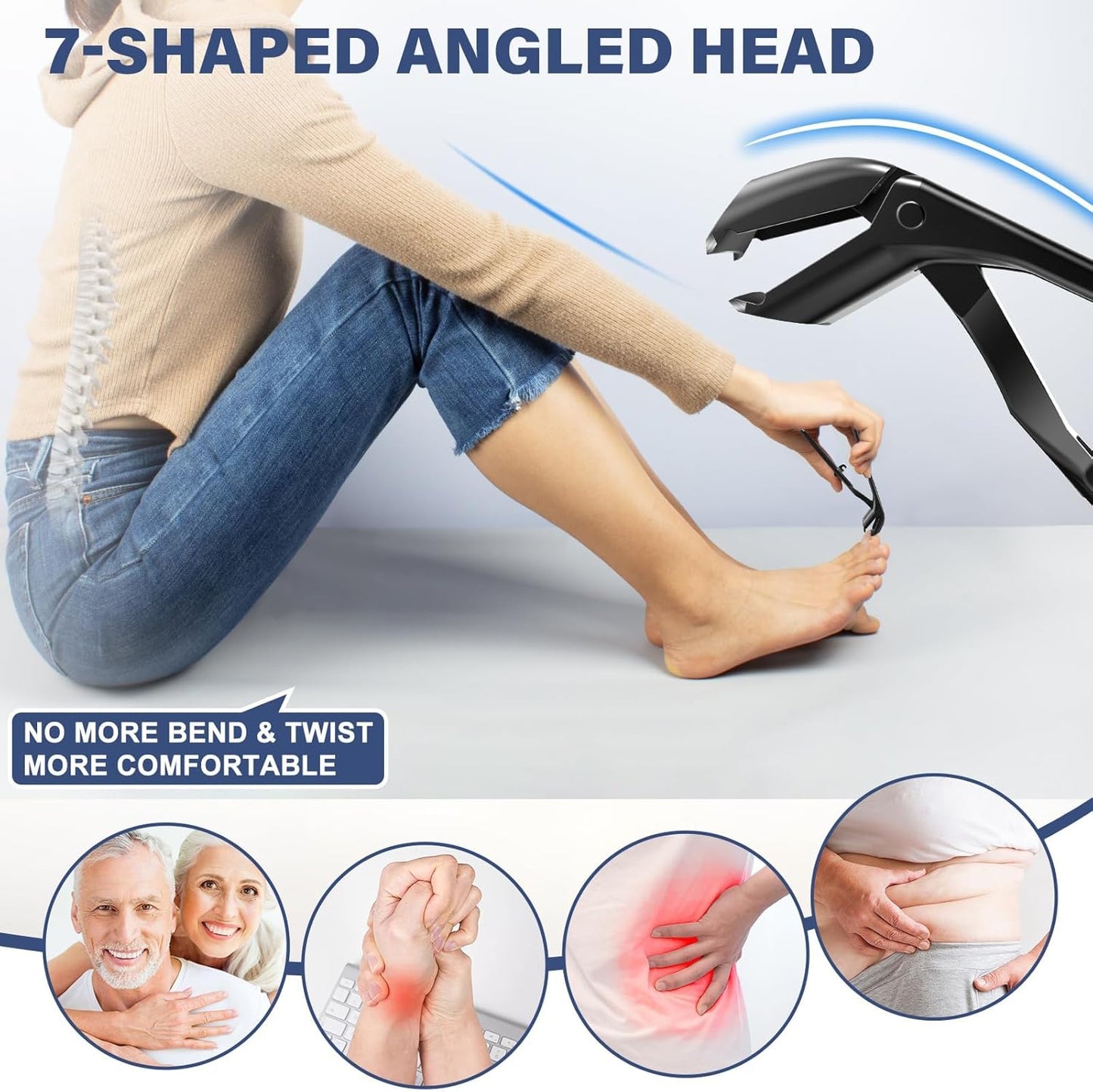 Toenail Clippers for Thick Toenails for Seniors, Angled Head Large Toe Nail Clippers Set for Men, Heavy Duty Ingrown Toenail Clippers with Wide Jaw, Ultra Sharp Slanted Nail Cutter with Long Handle