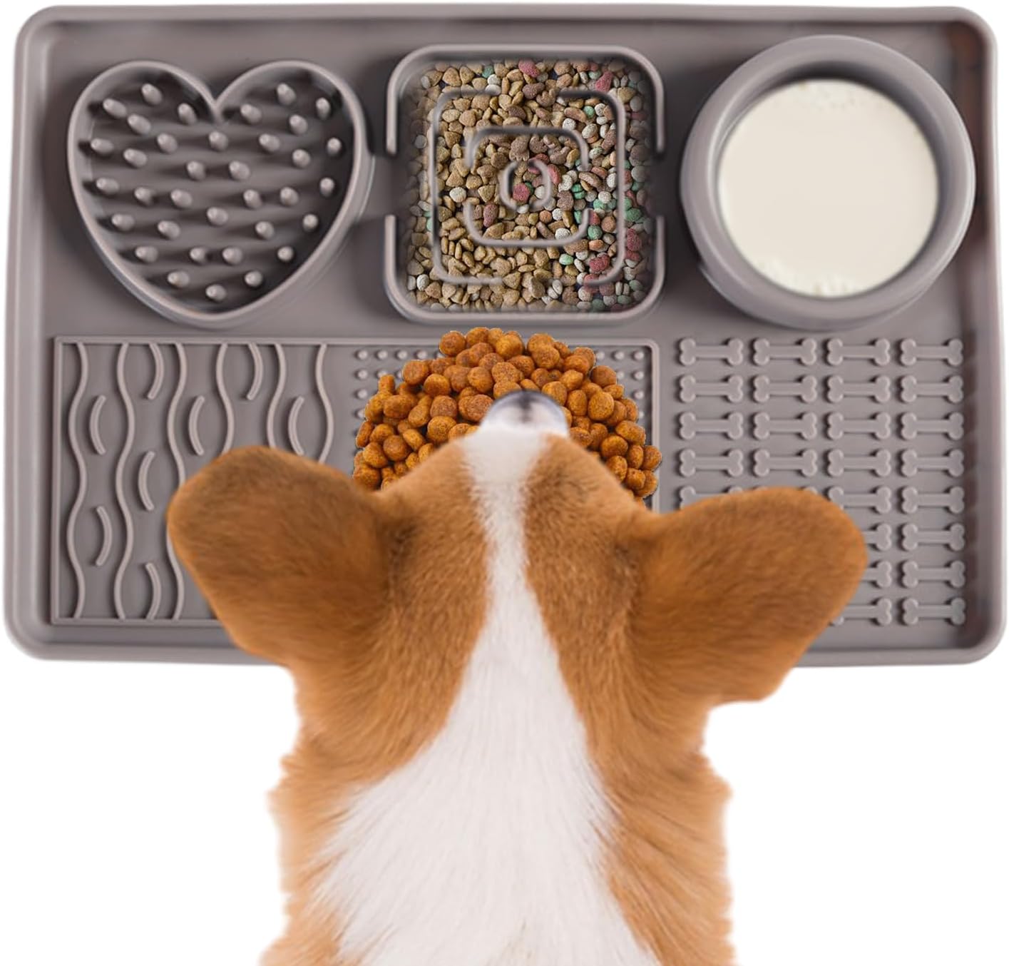 ccuzs Cat, Dog Slow Feeder, Silicone Pet Toy, Interactive Calming Aid Interactive Enrichment, Blue Ideal for Crate Travel Indoor Use, 11.81x7.87 Inches
