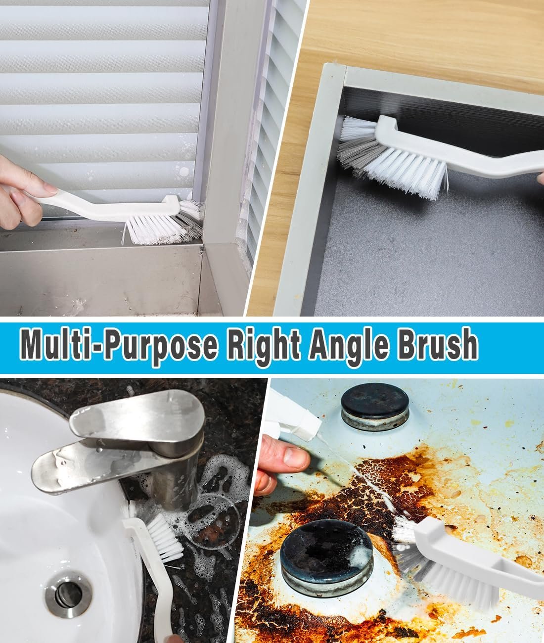 Wohohoho 10Pcs Cleaning Brushes Set, Hard Bristle Crevice Cleaning Brush, Multifunctional Gap Cleaning Brush, Small Corner & Windows Brush, Cleaning Supplies for Groove Window Tracks Bathroom Kitchen