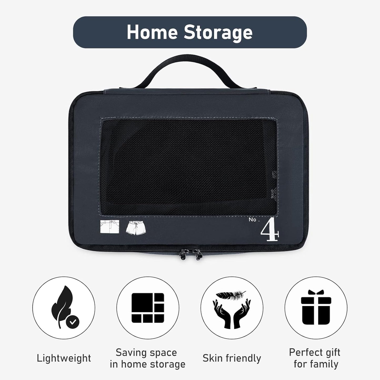 ECOHUB Organizer Suitcases 7 Pieces Packing Cubes Kit Travel Kit Environmentally Friendly PET Travel Accessories Organizer Space-Saving Travel Shoe Holder Organizer Backpack (Dark Blue)