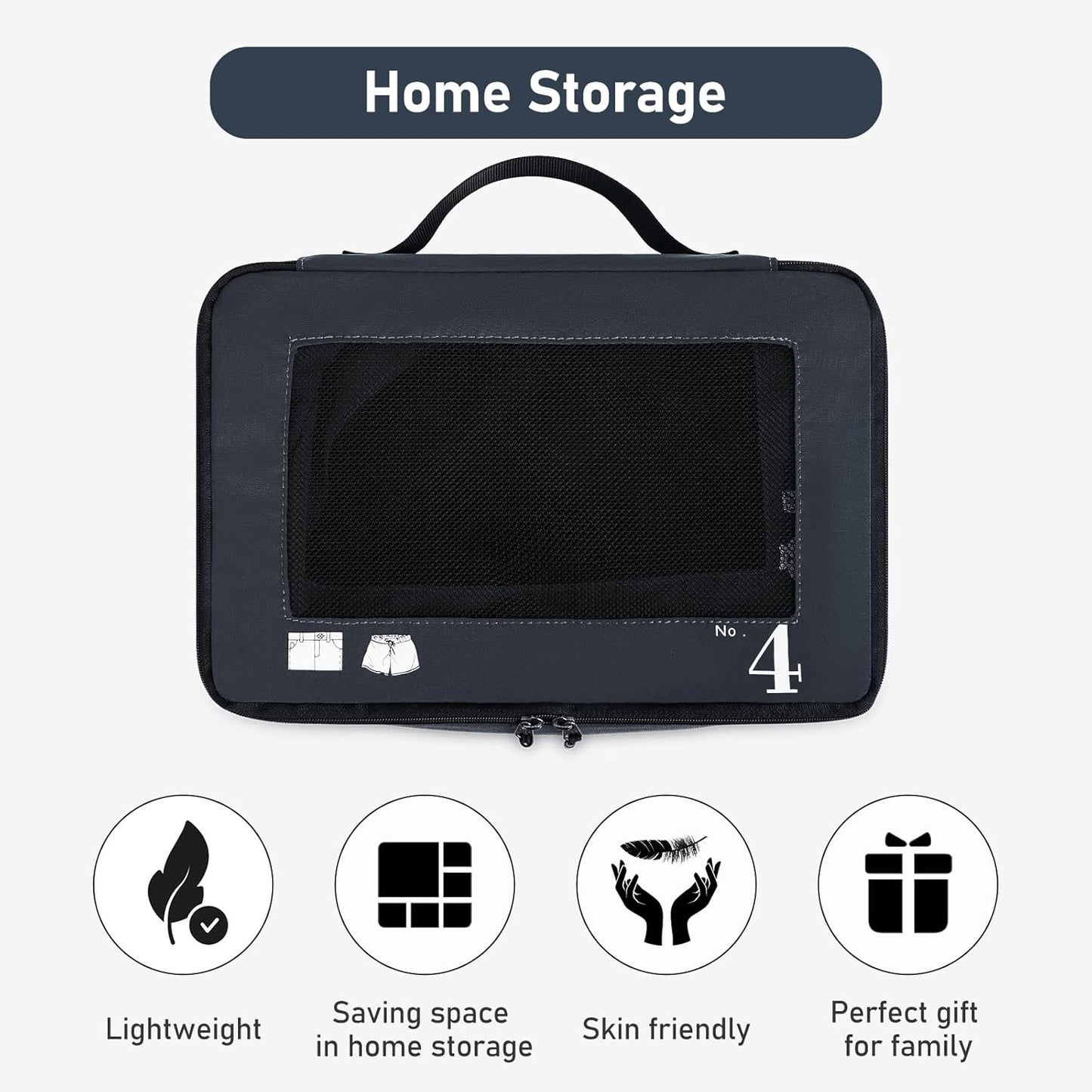 ECOHUB Packing Cubes for Suitcase 7 PCS Travel Organiser Packing Bags Recycled PET Eco Friendly Travel Accessories Shoes Bags for Travel Storage Bag Luggage Organiser Bags Travel Pouch(Dark Blue)