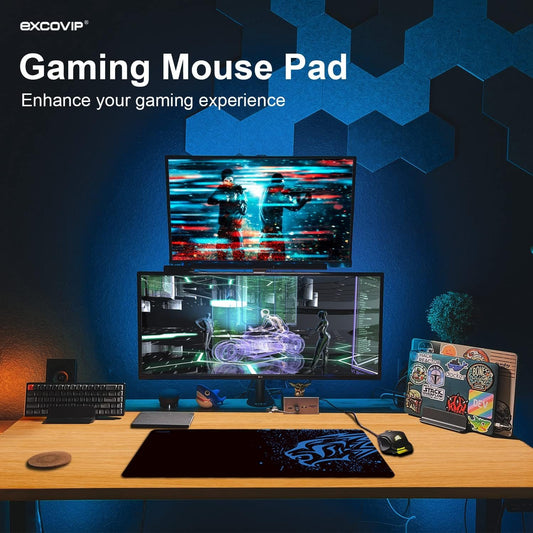 EXCOVIP Blue Leopard Large XL Gaming Mousepad desk mat gaming big mouse pads with designs lapboard keycaps office and gamers keyboard & mouse accessories gaming cool and nice mouse pad 3522 (70×30CM)-