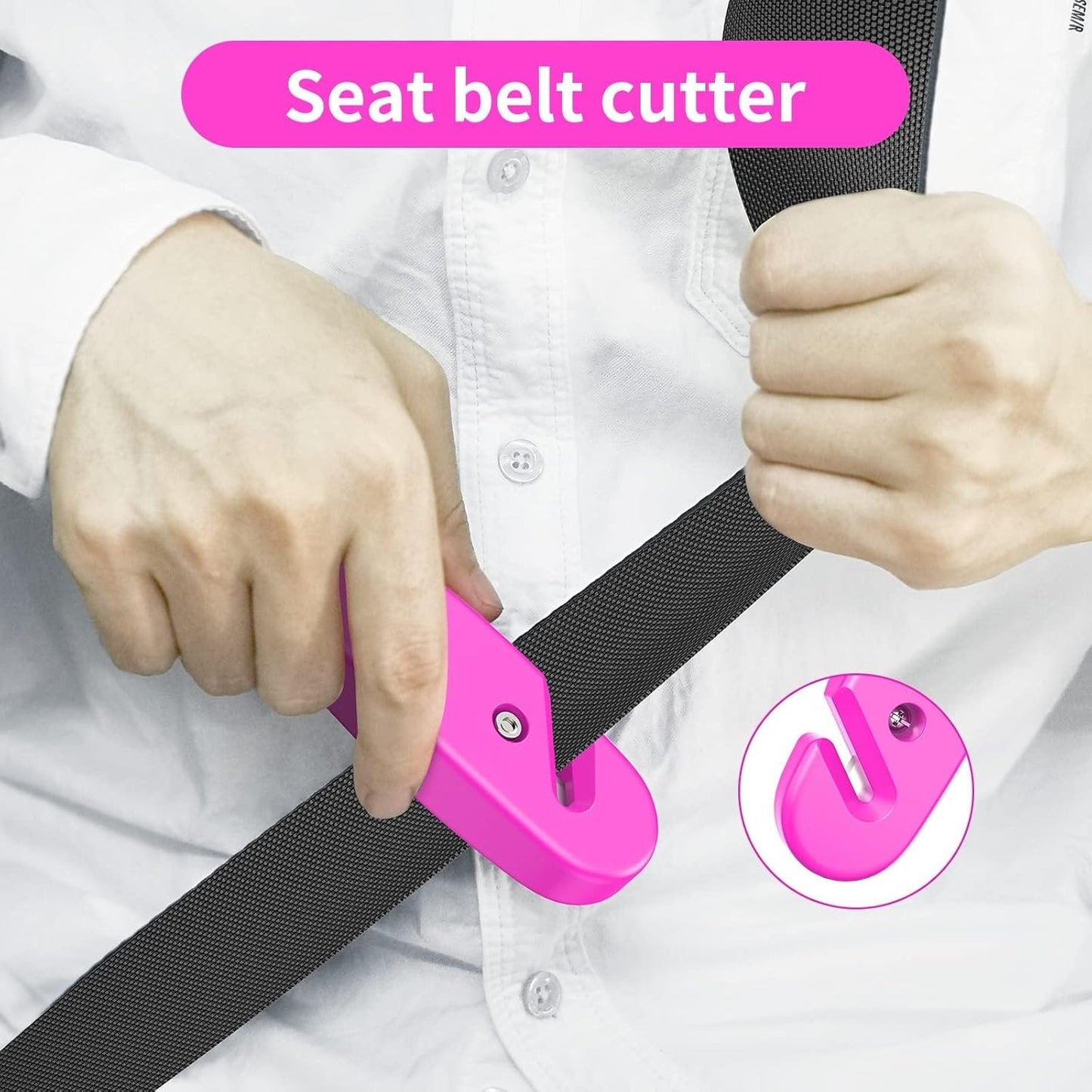 BSUXMAFG Car Safety Hammer, 2 Pack 3-in-1 Emergency Escape Tool with Window Breaker and Seat Belt Cutter, Safety Emergency Car Escape Tool for Car, Office, Home,, Pink&Blue