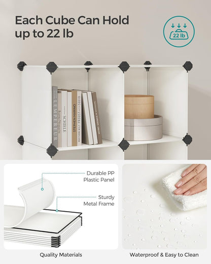 SONGMICS Cube Storage Organizer, 16 Cube Closet Organizers 48.4 x 12.2 x 48.4 Inches, Cream White ULPC442M01