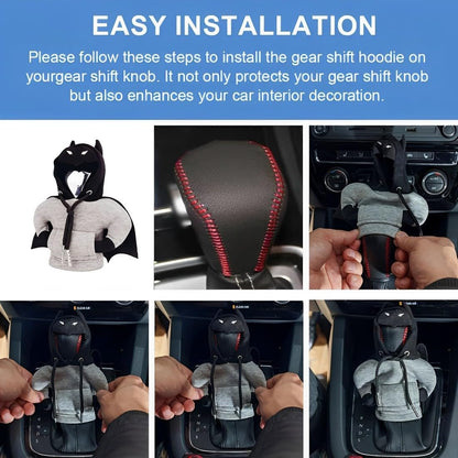 NHQ Car Gear Shift Knob Cover, Car Interior Accessories, Universal Gear Shift Knob, Sweatshirt for Car Gear Shift Knob Cover Hoodie, Black