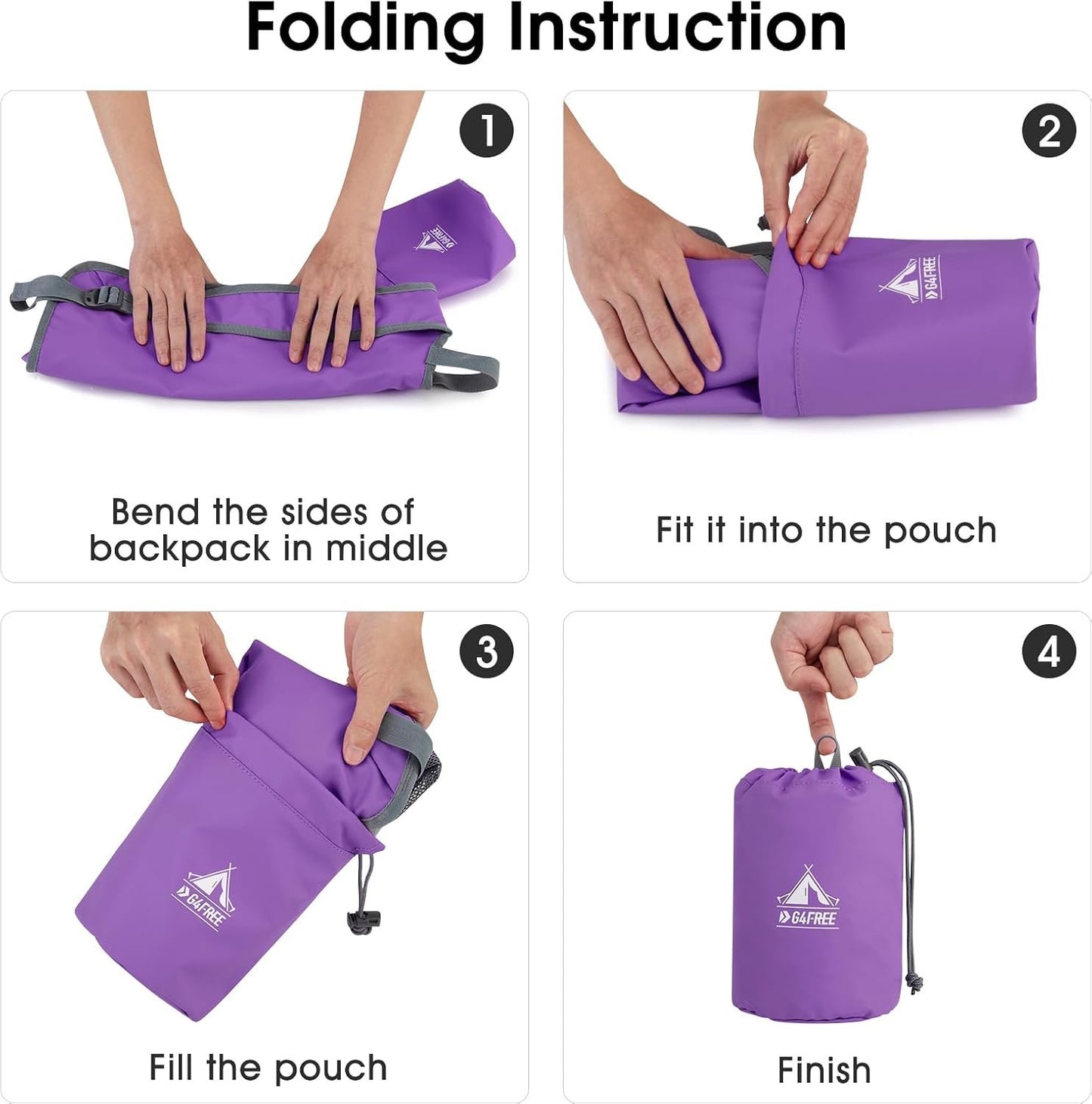 G4Free 10L Hiking Backpack Waterproof Lightweight Hiking Daypack Small Outdoor Travel Foldable Shoulder Bag