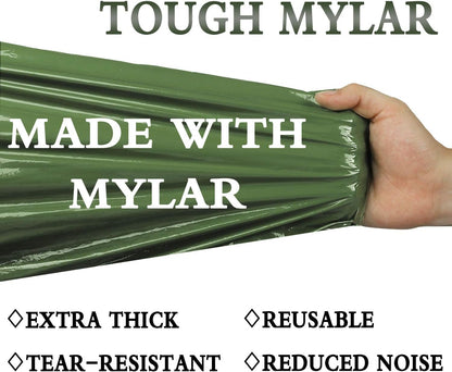 Delmera Emergency Survival Sleeping Bag, Lightweight Waterproof Thermal Emergency Blanket, Bivy Sack with Portable Drawstring Bag for Outdoor Adventure, Camping, Hiking, Orange (Green- 2 Packs)