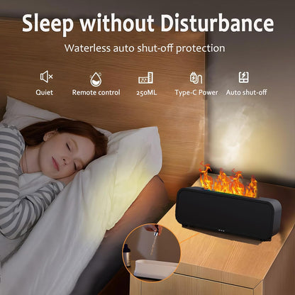 Essential Oil Diffusers, 250ML Diffusers for Home, Flame Ultra-Quiet Aroma Diffuser, Ultrasonic Aromatherapy Diffuser with Auto-Off, Timeable for Bedroom, Home, Office