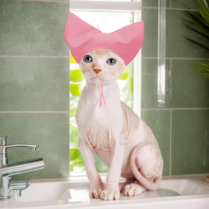 Cat Shower Cap - Oxford Cloth Wrap, Waterproof Adjustable | Pet Ear Cover for Bathing Protection, Headwear for Puppy Grooming, Kitten Cleaning, Small Dog Hygiene in Home Spa Routine