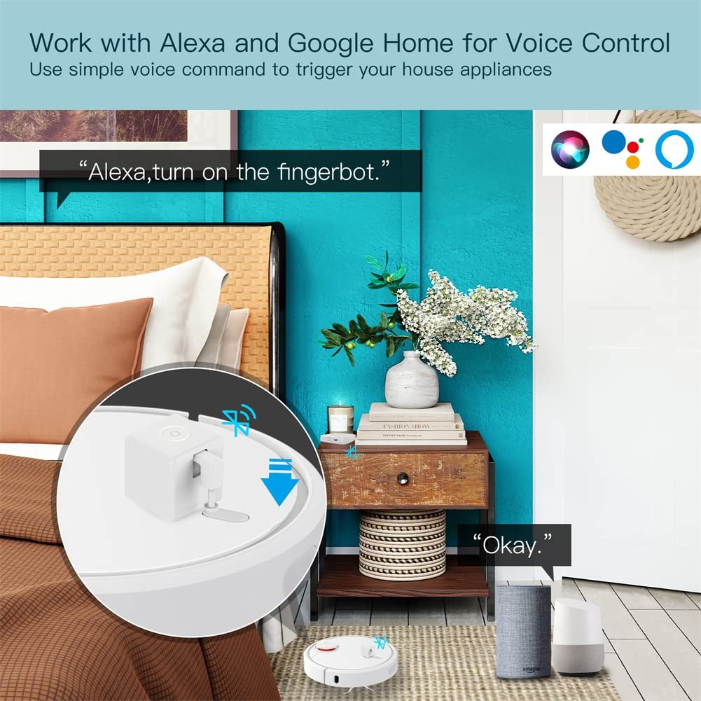 MoesGo 2nd Generation Smart Bluetooth Fingerbot Plus, Wireless Smart Light Switch Button Pusher Bot, Remote Control Smart Life Tuya App, Add Fingerbot Hub Make it Compatible Alexa and Google Home