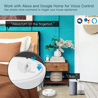 MoesGo 2nd Generation Smart Bluetooth Fingerbot Plus, Wireless Smart Light Switch Button Pusher Bot, Remote Control Smart Life Tuya App, Add Fingerbot Hub Make it Compatible Alexa and Google Home