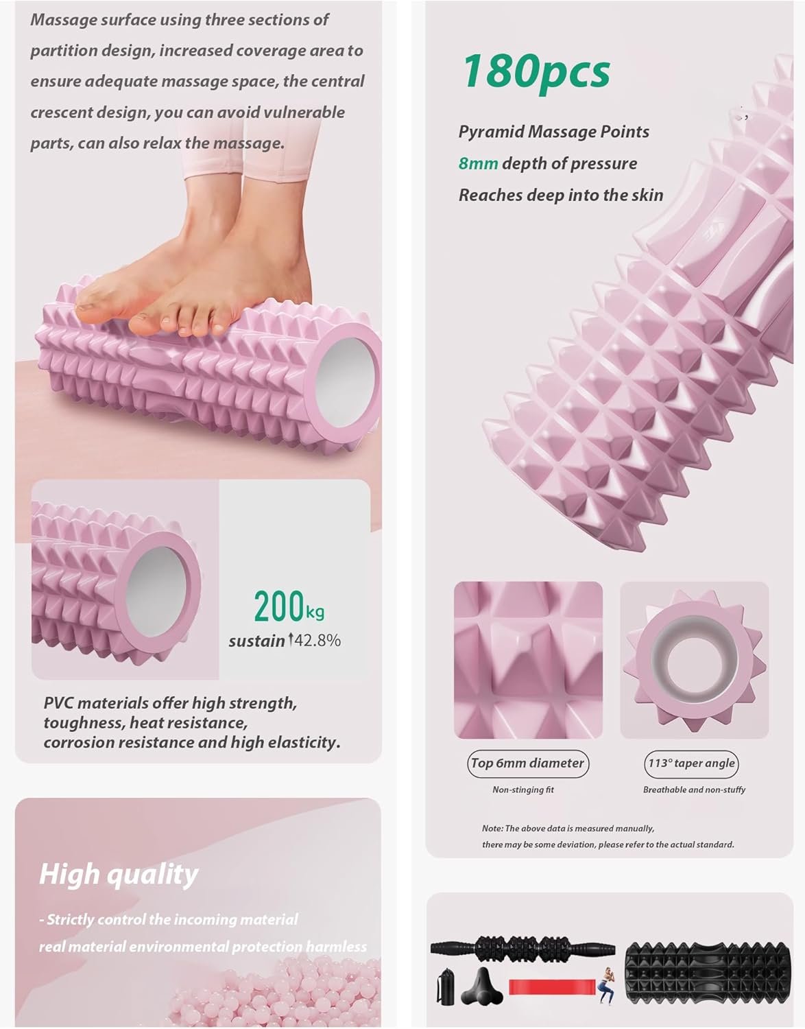 Wayfurr 5-in-1 High-Density Foam Roller for Muscle Relief - Massage Roller Stick for Back Pain, Legs, Sports Recovery & Yoga - 13x5x5 Inch Rouleau de Massage Therapeutic Roller (Purple)