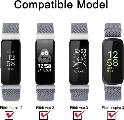 3-Pack Elastic Bands for Fitbit Inspire 3 / Inspire 2 / Inspire/Inspire HR Bands Women Men, Soft Loop Stretchy Straps Replacement Wristband for Fitbit Inspire Fitness Tracker