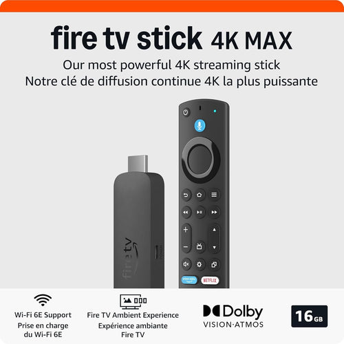 Amazon Fire TV Stick 4K Max (newest model), streaming device, supports Wi-Fi 6E, free & live TV without cable or satellite